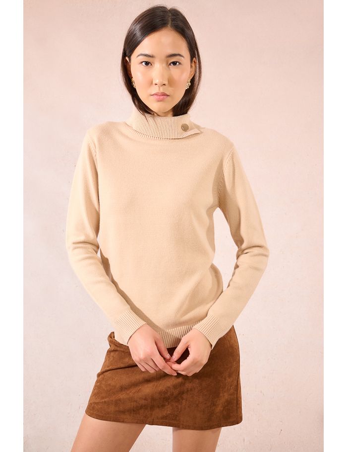 Button-down turtleneck sweater