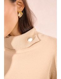 Button-down turtleneck sweater