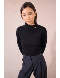 Button-down turtleneck sweater