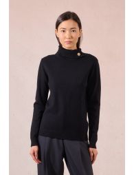 Button-down turtleneck sweater