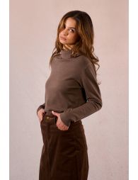 Button-down turtleneck sweater