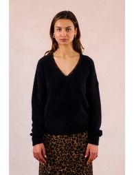 Lace-up V-neck sweater