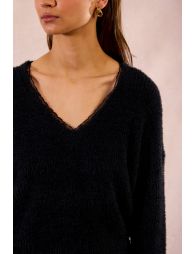 Lace-up V-neck sweater