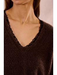 Lace-up V-neck sweater