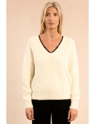 Lace-up V-neck sweater