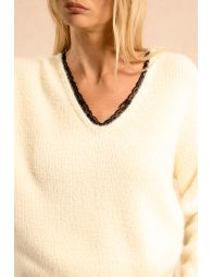 Lace-up V-neck sweater
