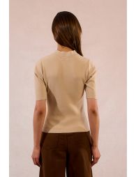 Ribbed short-sleeved sweater