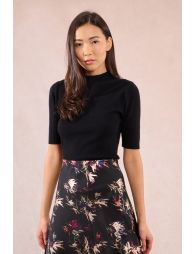 Ribbed short-sleeved sweater