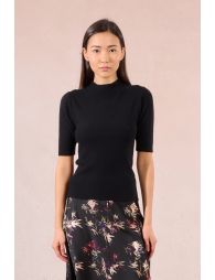Ribbed short-sleeved sweater