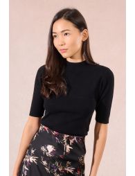 Ribbed short-sleeved sweater