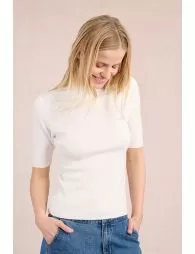 Pull côtelé à manches courtes