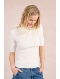 Ribbed short-sleeved sweater