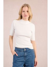 Ribbed short-sleeved sweater