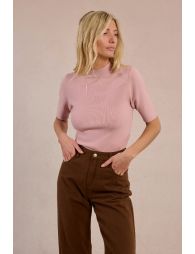 Ribbed short-sleeved sweater