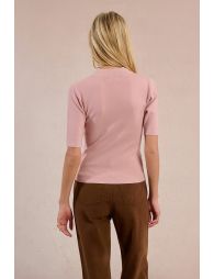 Ribbed short-sleeved sweater