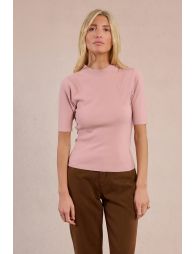 Ribbed short-sleeved sweater