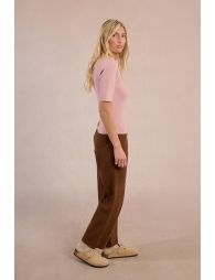 Ribbed short-sleeved sweater