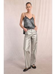 Wide-leg and coated pants