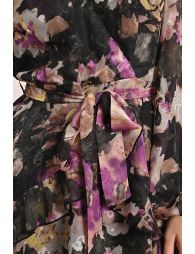 Robe courte portefeuille, en voile imprimée