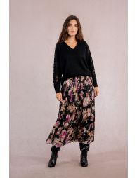 Openwork lace sleeve sweater