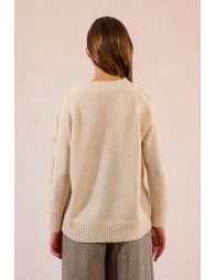 Openwork lace sleeve sweater