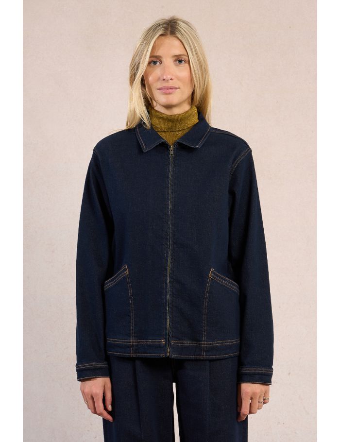 Veste en denim surpiquée