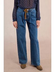 Denim droit ceinturé