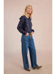 Denim droit ceinturé