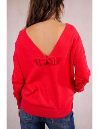 Pull en maille, dos en V