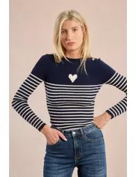 Pull marinière à cœur