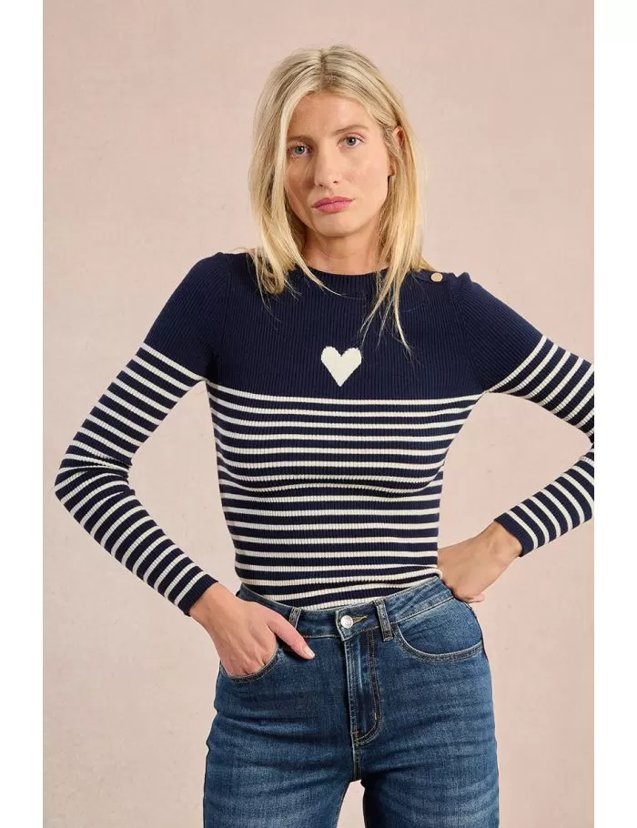 Pull marinière à cœur