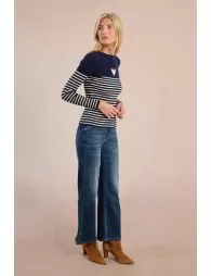 Pull marinière à cœur