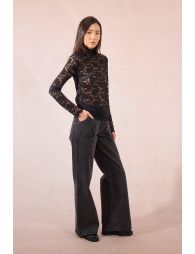 Semi-sheer lace top