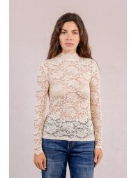 Semi-sheer lace top