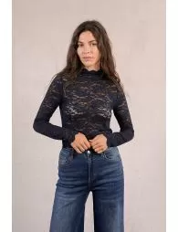 Jerseyde manga larga en tejido de encaje
