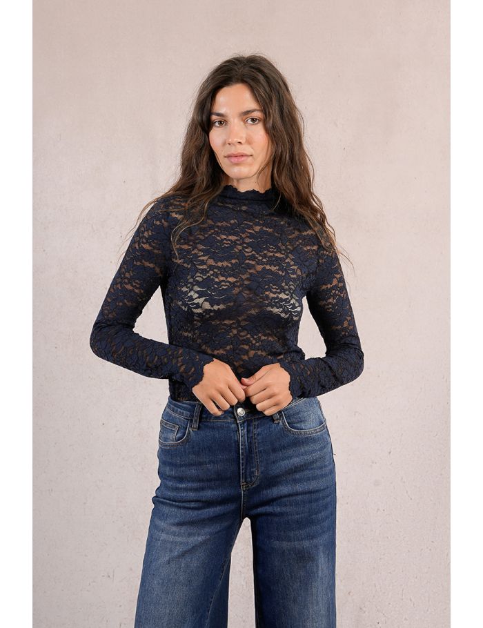 Semi-sheer lace top