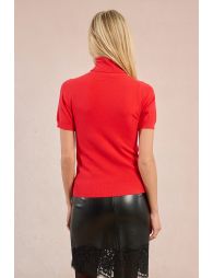 Short-sleeved turtleneck sweater