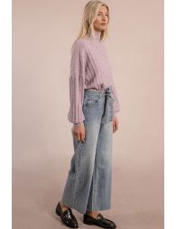 Denim droit ceinturé