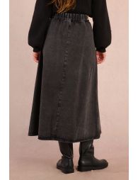 Longue jupe en denim brut