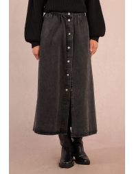 Longue jupe en denim brut