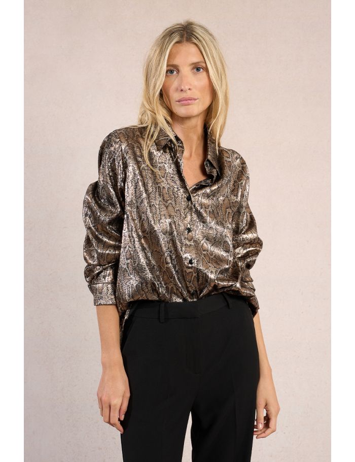 Iridescent shirt, animal print