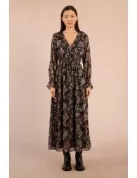 Robe longue en voile imprimée