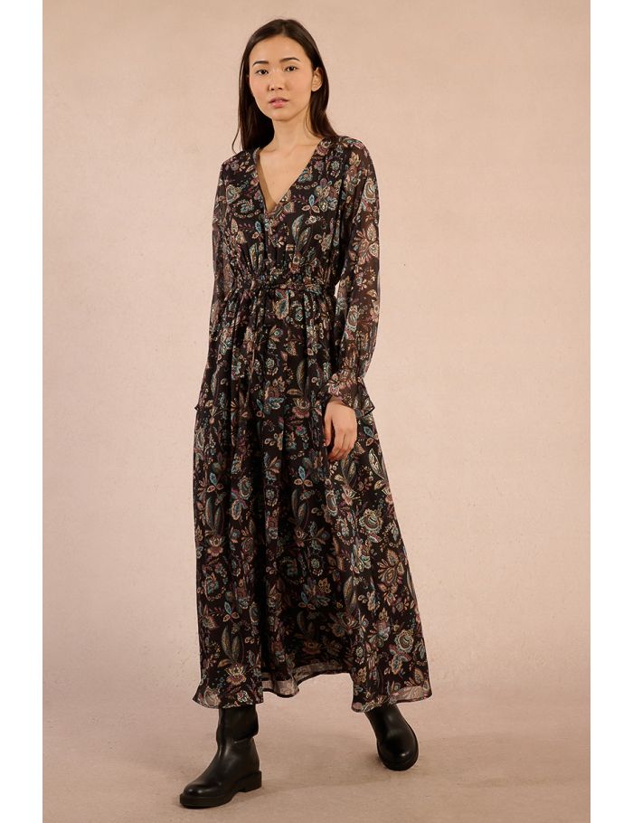 Long printed voile dress