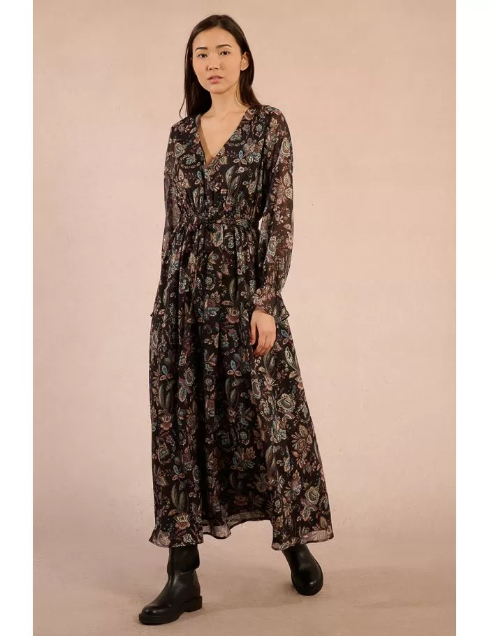 Robe longue en voile imprimée