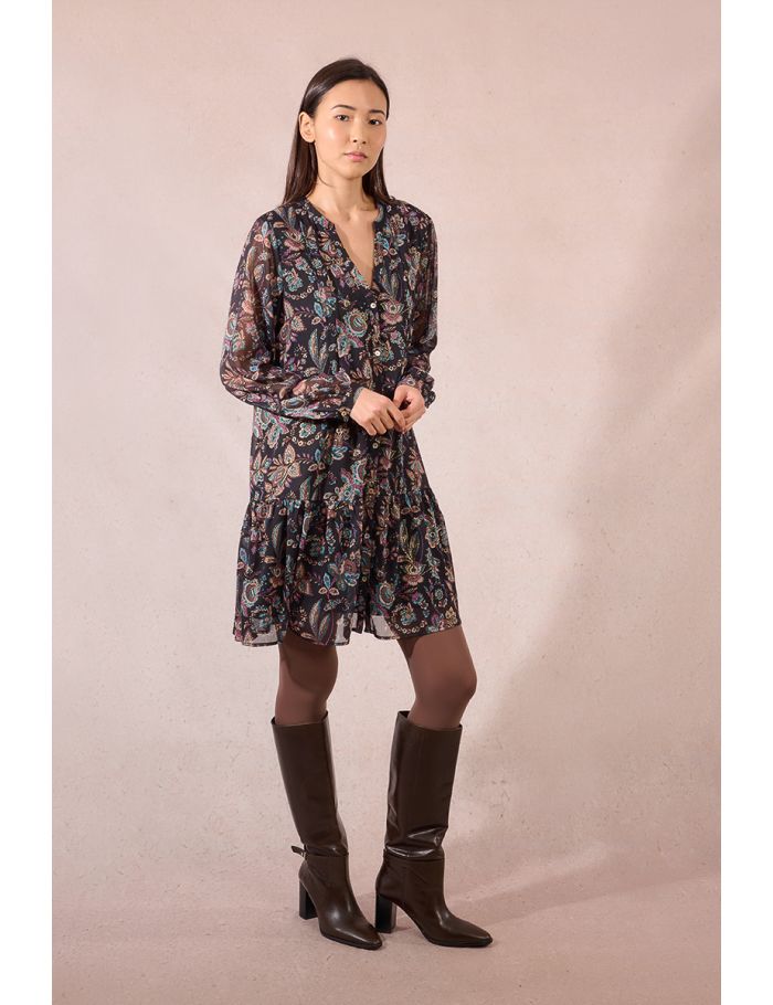 Robe courte en voile imprimée
