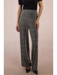 Pantalon en maille irisée, parsemé de strass