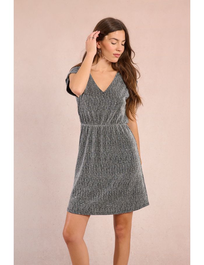 Robe courte en maille lurex