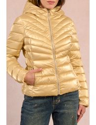 Quilted and iridescent down jacket