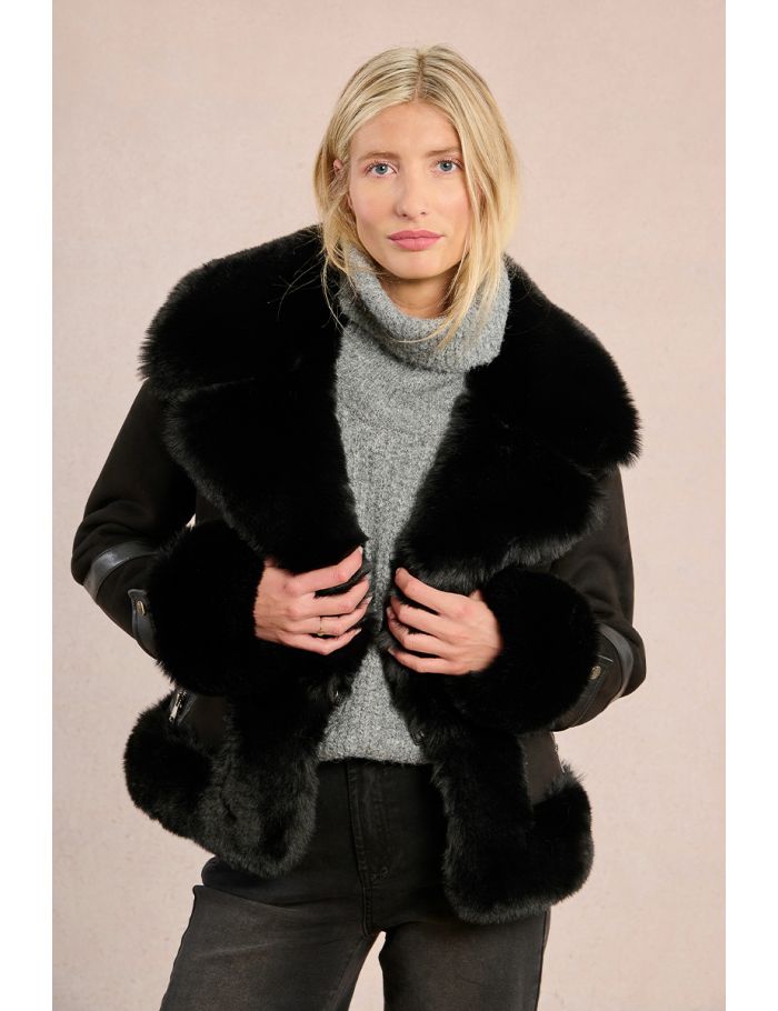 Aviator jacket in bi-material