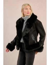 Aviator jacket in bi-material